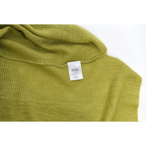 J Jill Lightweight Sweater Medium Linen Green Chartreuse Beachy 3/4 Sleeve - Picture 9 of 9